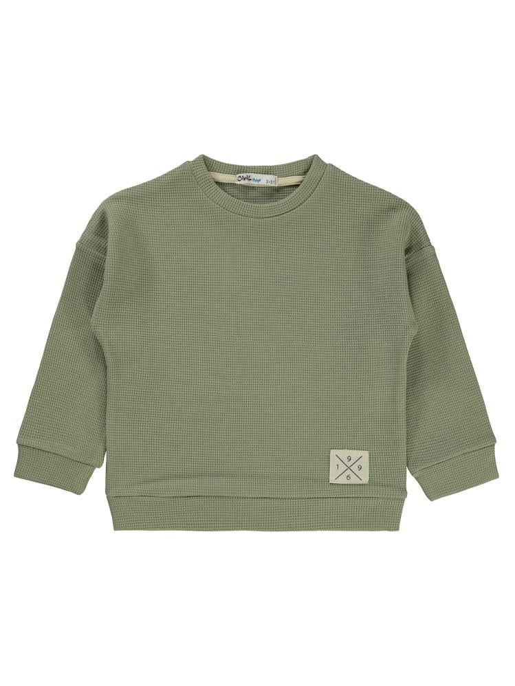 Civil Boys Beli Üçgen Armalı 2-5 Yaş Sweatshirt - Haki