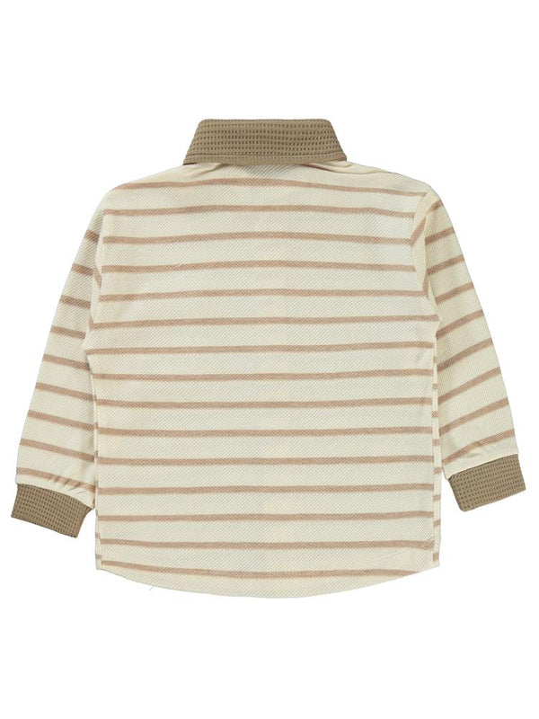 Civil Boys Çizgili Düğmeli Cepli 2-5 Yaş Gömlek - Kahverengi