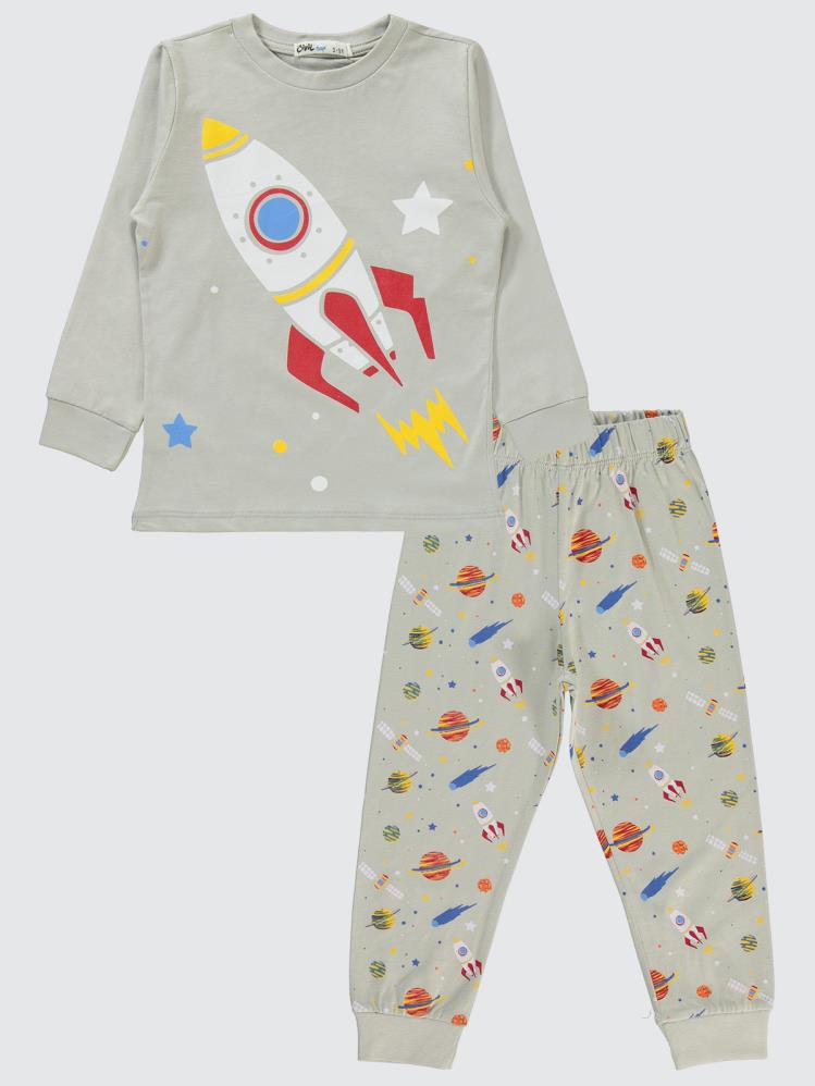 Civil Boys Roket Baskılı 2-5 Yaş Pijama Takımı - Gri