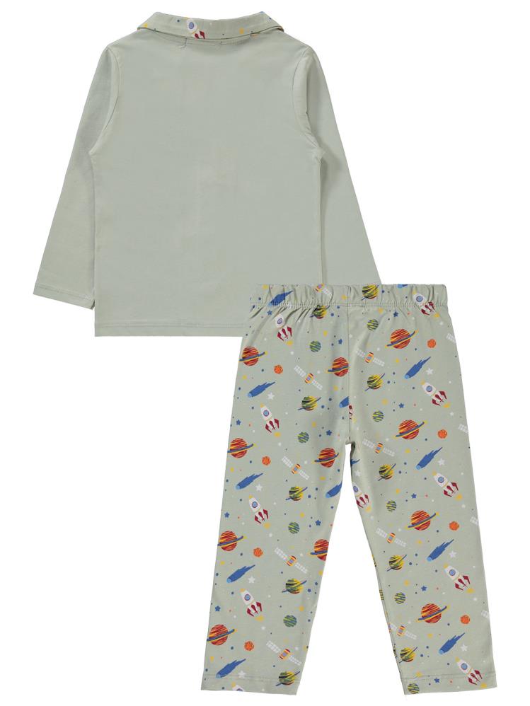 Civil Boys Gezegenler Baskılı Yakalı 2-5 Yaş Pijama Takımı - Gri