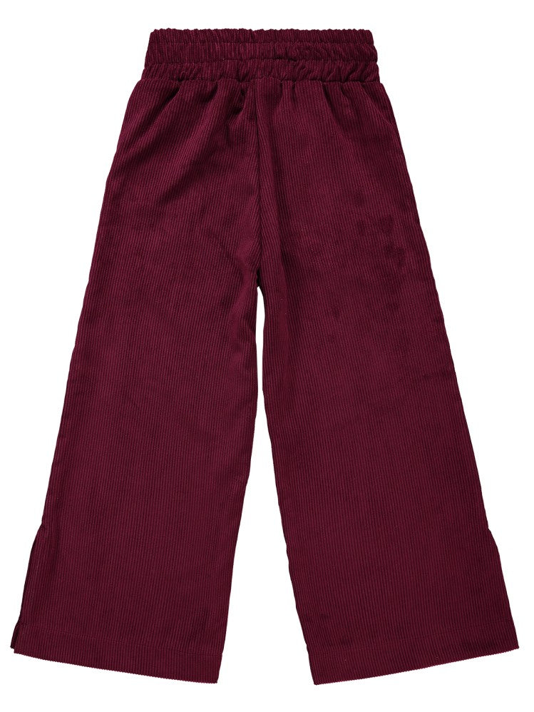 Civil Girls Paçası Yırtmaçlı Kadife 10-13 Yaş Pantolon - Bordo