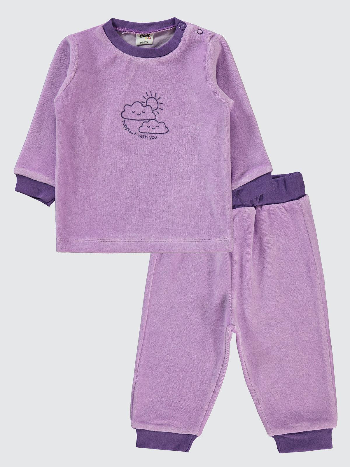 Civil Baby Bulut Baskılı 6-18 Ay Takım - Lila