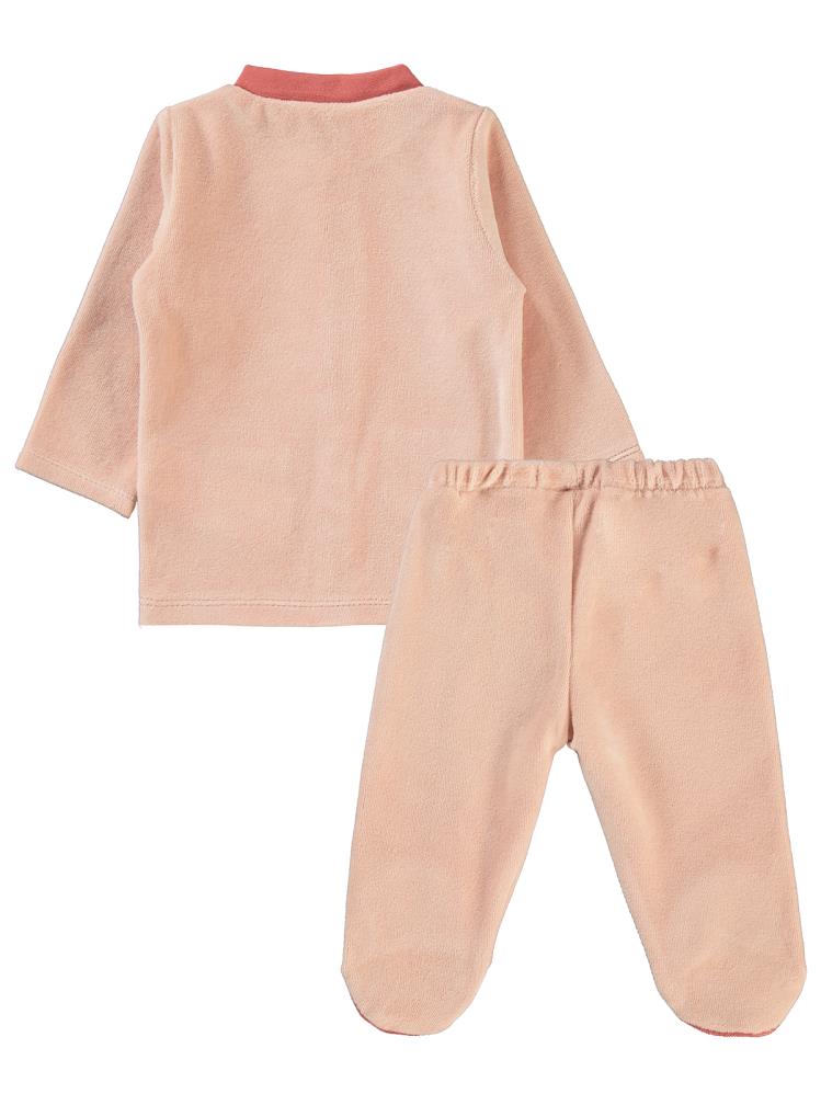 Civil Baby Bulut Baskılı Patikli 1-6 Ay Pijama Takımı - Pudra