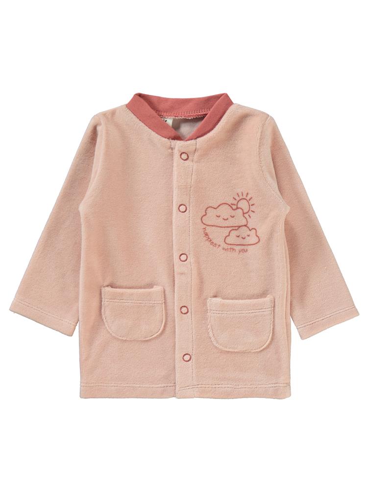 Civil Baby Bulut Baskılı Patikli 1-6 Ay Pijama Takımı - Pudra