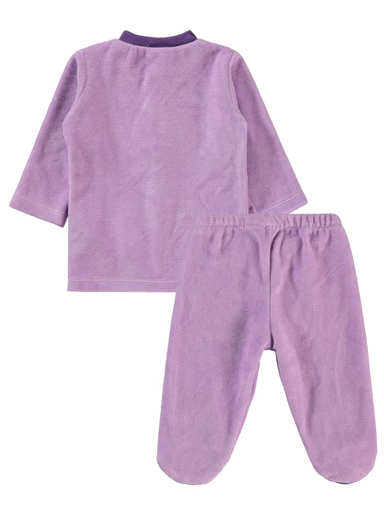 Civil Baby Bulut Baskılı Patikli 1-6 Ay Pijama Takımı - Lila
