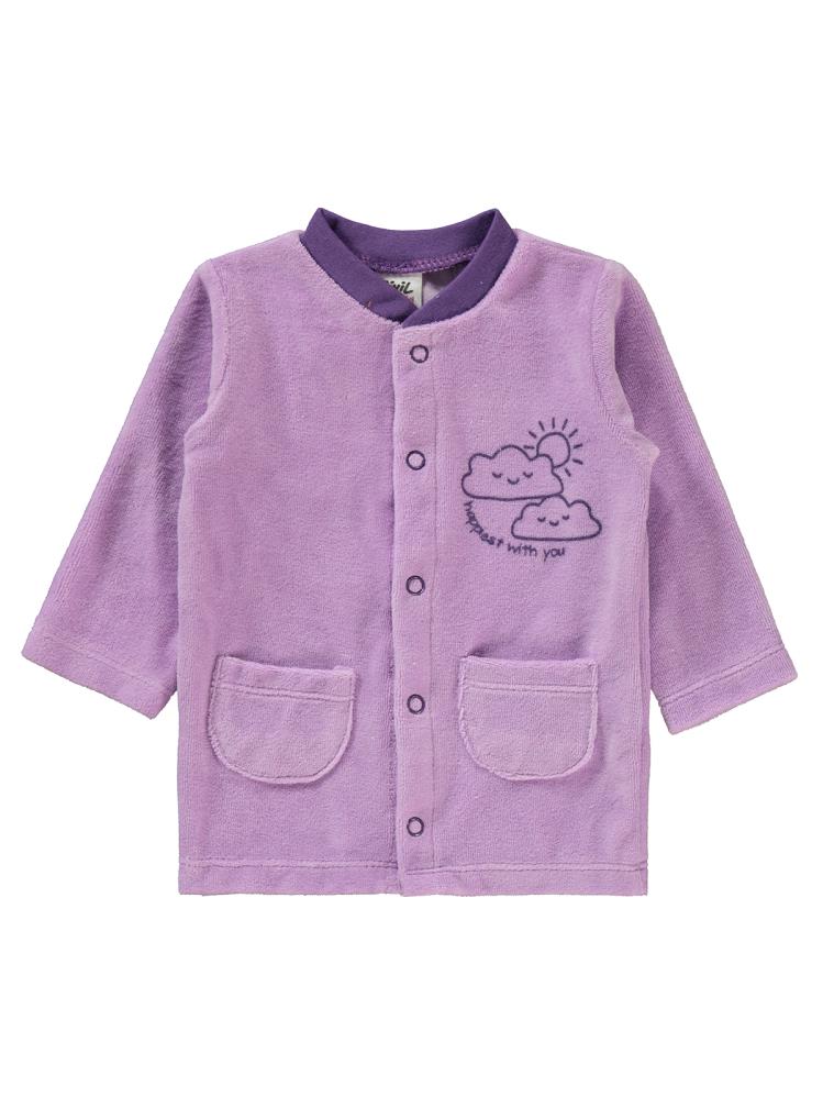 Civil Baby Bulut Baskılı Patikli 1-6 Ay Pijama Takımı - Lila