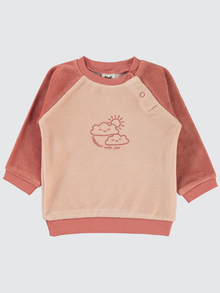 Civil Baby Bulut Baskılı 6-18 Ay Sweatshirt - Pudra