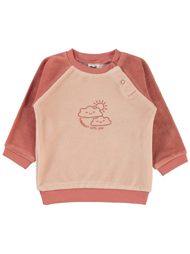 Civil Baby Bulut Baskılı 6-18 Ay Sweatshirt - Pudra