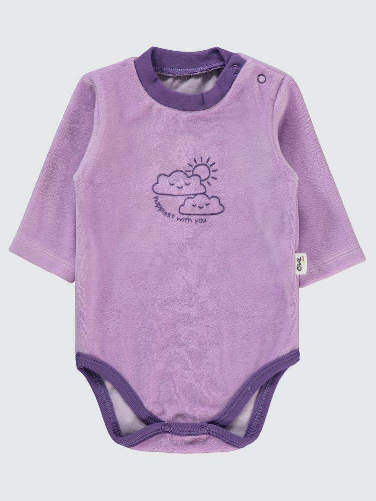 Civil Baby Bulut Baskılı 1-18 Ay Çıtçıtlı Badi - Lila