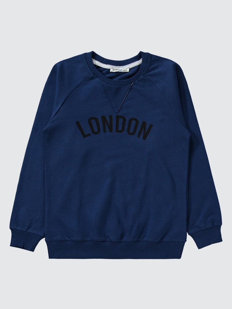 Civil Boys London Baskılı Reglan Kol 6-9 Yaş Eşofman Takımı - Mavi
