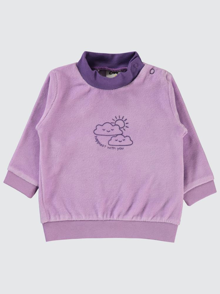 Civil Baby Bulut Baskılı Boğazlı 6-18 Ay Sweatshirt - Lila