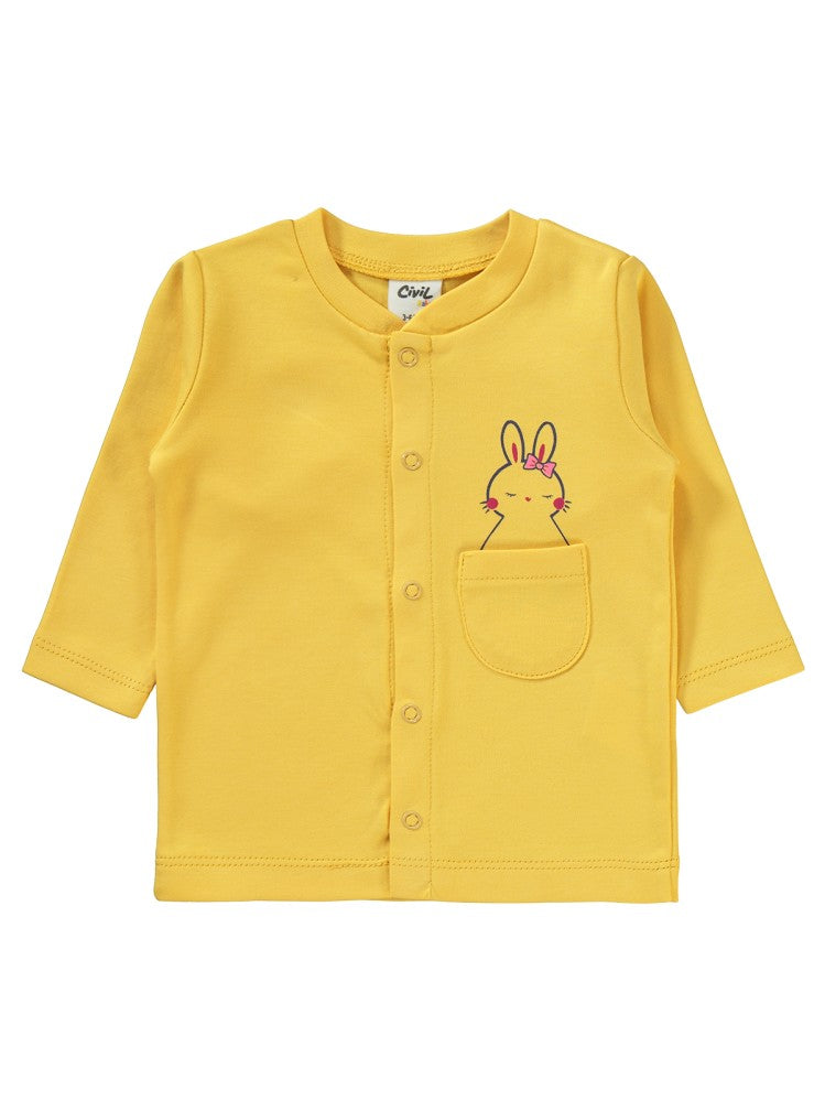 Civil Baby Tavşan Baskılı 1-6 Ay Pijama Takımı - Hardal