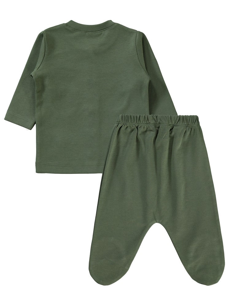 Civil Baby Ayıcık Baskılı 1-6 Ay Pijama Takımı - Haki