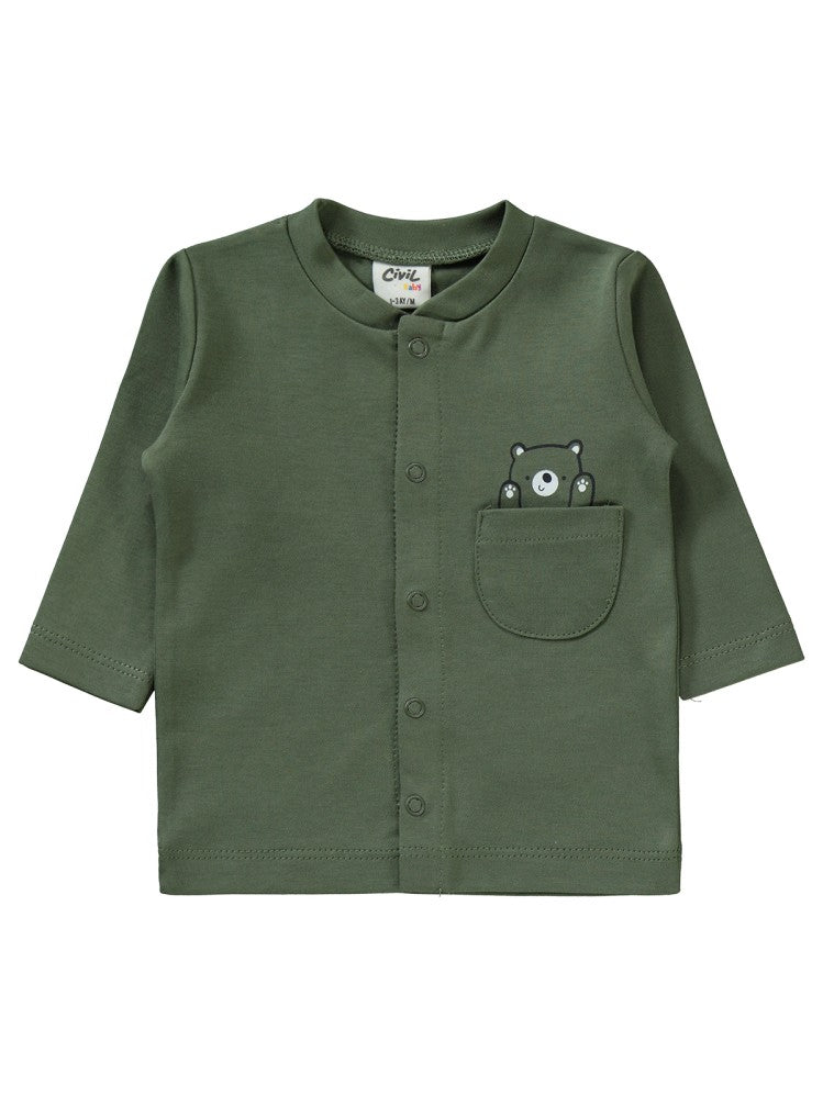Civil Baby Ayıcık Baskılı 1-6 Ay Pijama Takımı - Haki