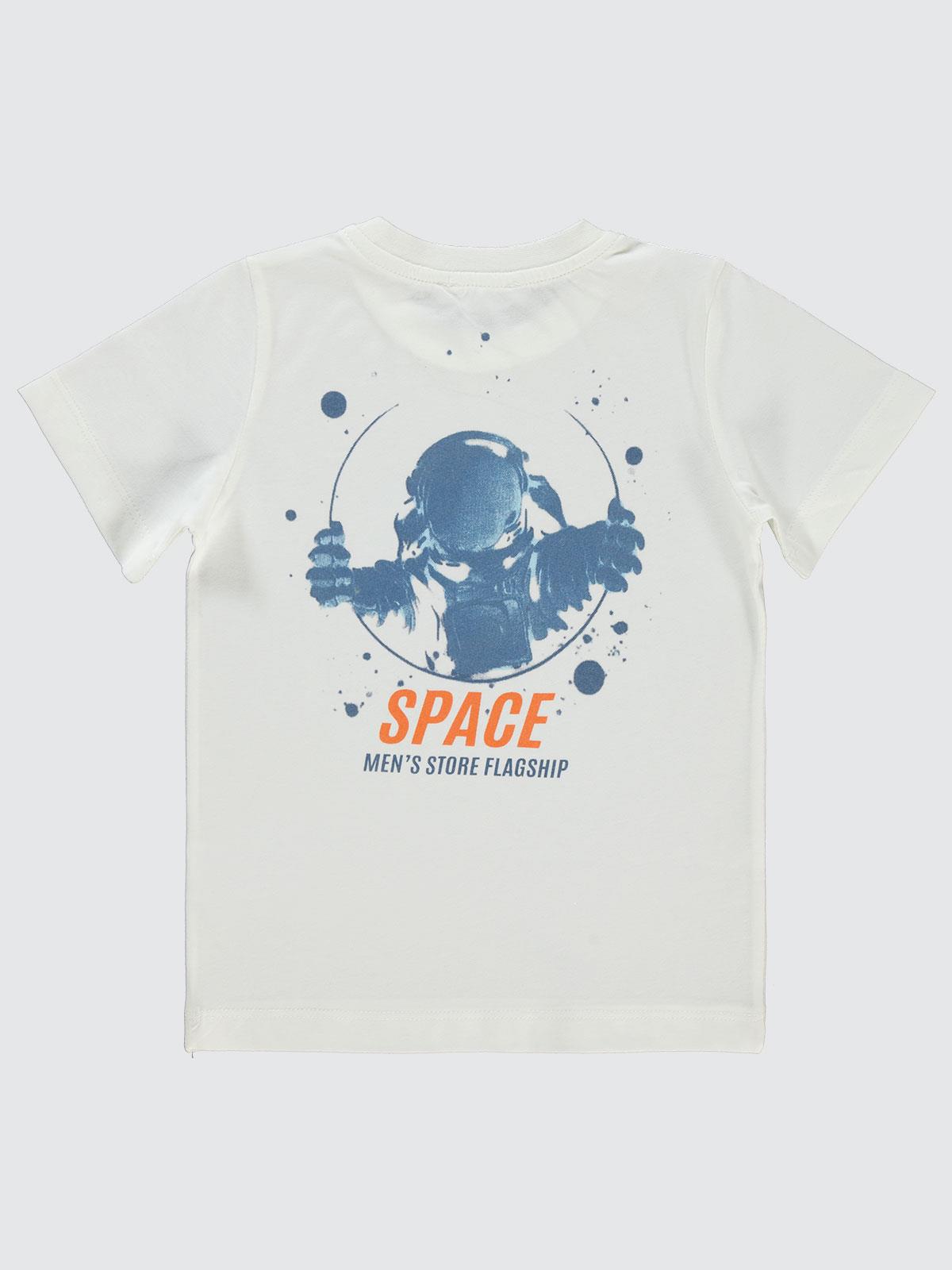 Civil Boys Space Store Baskılı 2-5 Yaş Tişört - Ekru