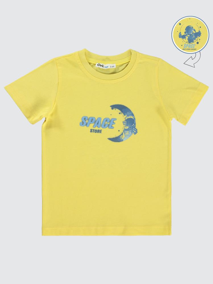 Civil Boys Space Store Baskılı 2-5 Yaş Tişört - Sarı