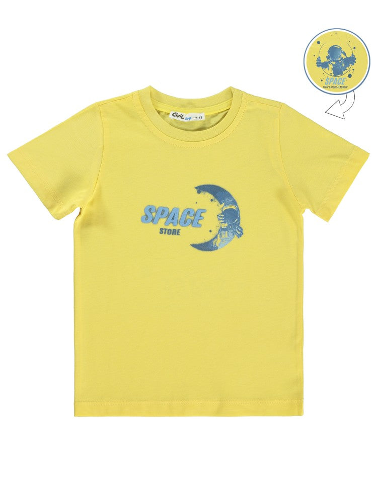Civil Boys Space Store Baskılı 2-5 Yaş Tişört - Sarı
