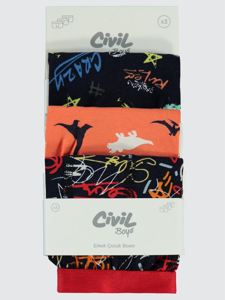 Civil Boys Style  2-10 Yaş 3'lü Boxer Set