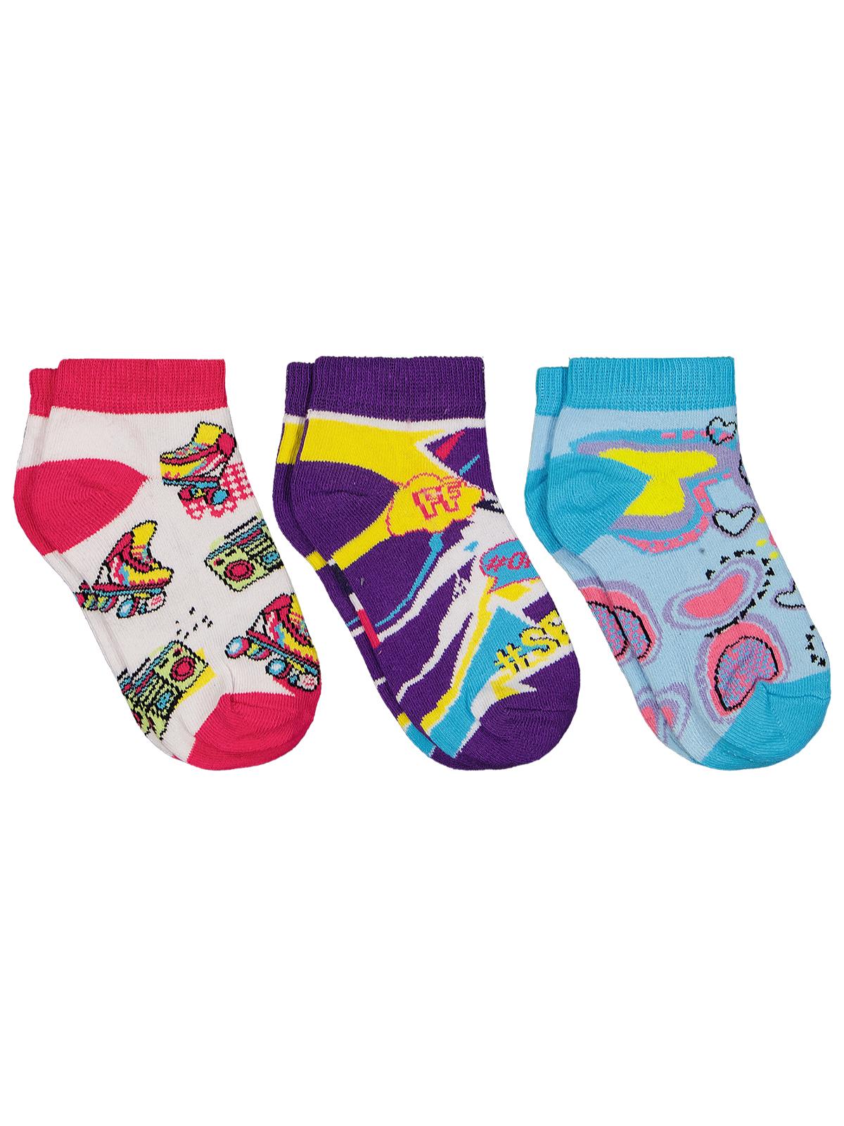 Civil Socks Selfie 3'lü Kız Patik Çorap | Baskılı | Okul Kreş ve Günlük Kullanım