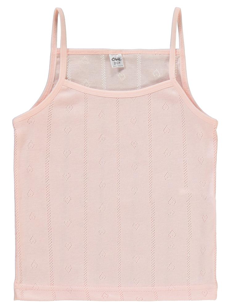 Civil Girls Jakarlı Kalp 2-10 Yaş 2'li Atlet Set - Ekru