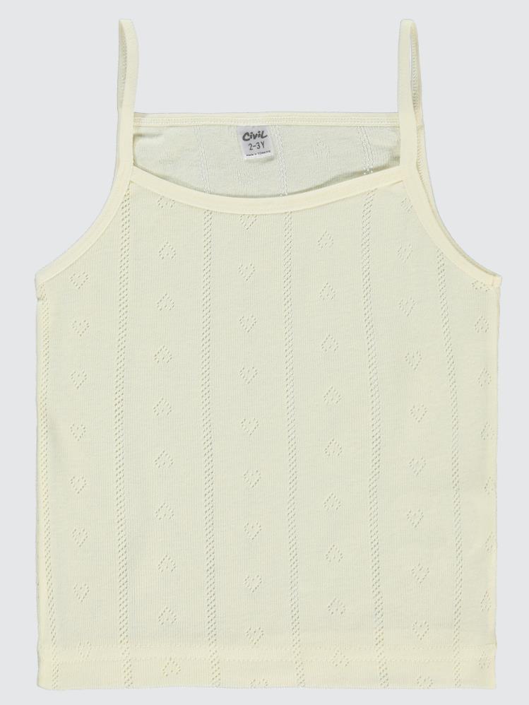 Civil Girls Jakarlı Kalp 2-10 Yaş 2'li Atlet Set - Ekru