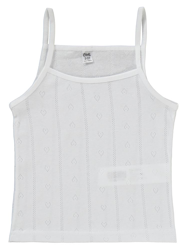 Civil Girls Jakarlı Kalp 2-10 Yaş 2'li Atlet Set - Beyaz