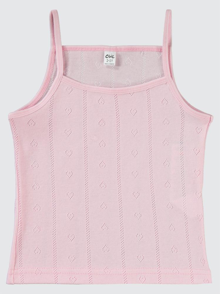 Civil Girls Jakarlı Kalp 2-10 Yaş 2'li Atlet Set - Ekru