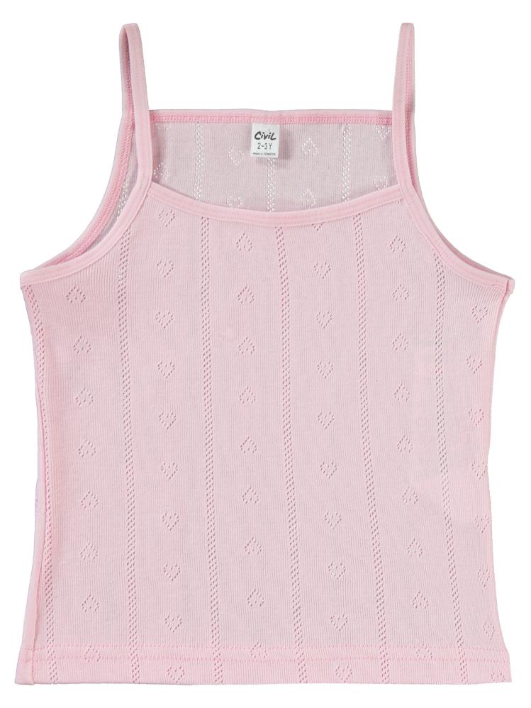 Civil Girls Jakarlı Kalp 2-10 Yaş 2'li Atlet Set - Ekru