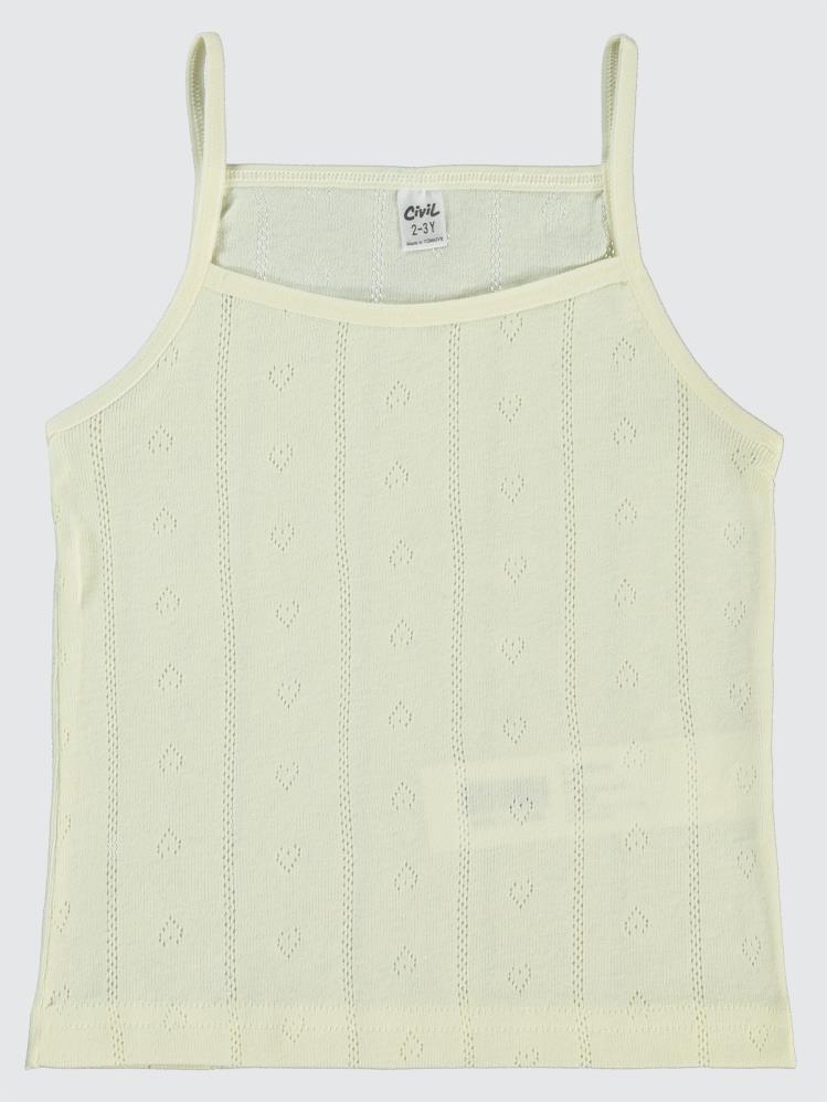 Civil Girls Jakarlı Kalp 2-10 Yaş 2'li Atlet Set - Ekru