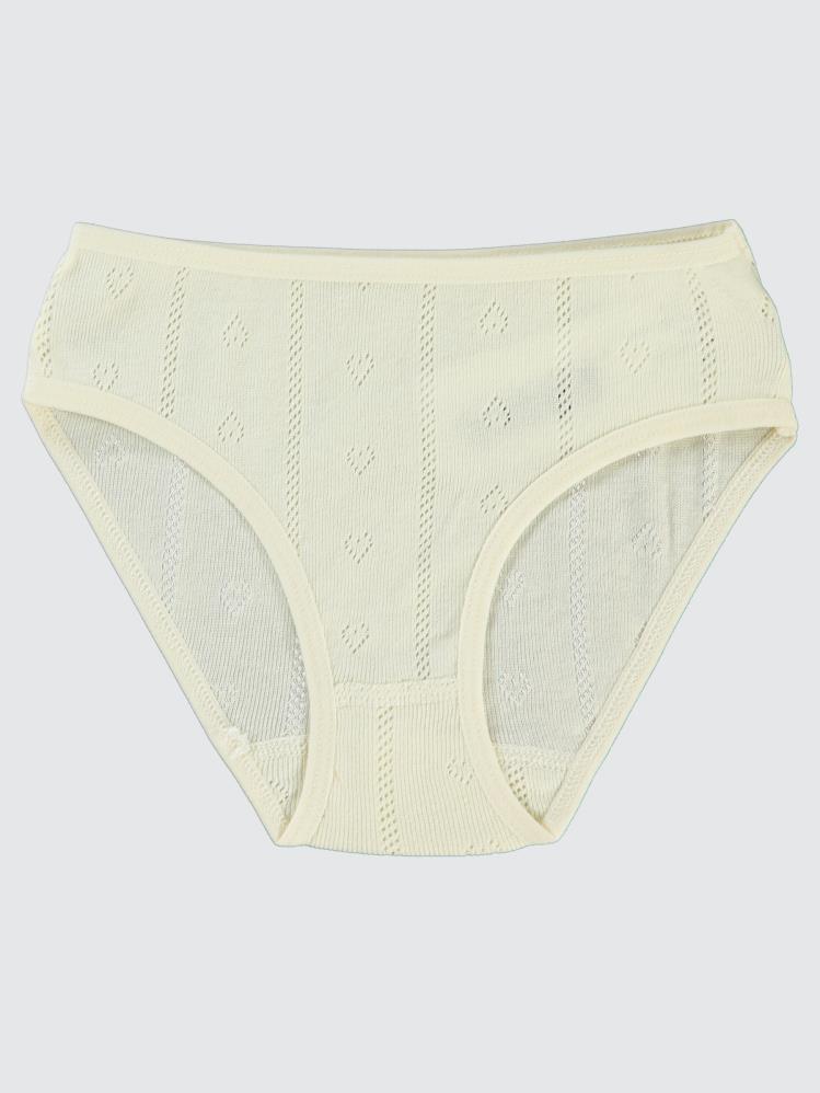 Civil Girls Jakarlı Kalp 2-10 Yaş 2'li Külot Set - Ekru