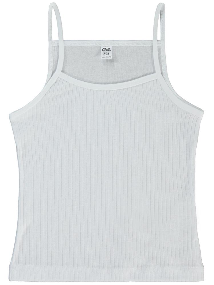 Civil Girls Ribana Çizgili 2-10 Yaş 2'li Atlet Set - Beyaz