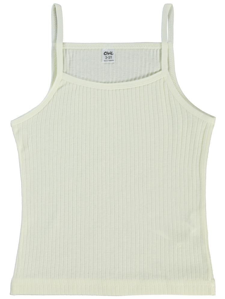 Civil Girls Ribana Çizgili 2-10 Yaş 2'li Atlet Set - Ekru