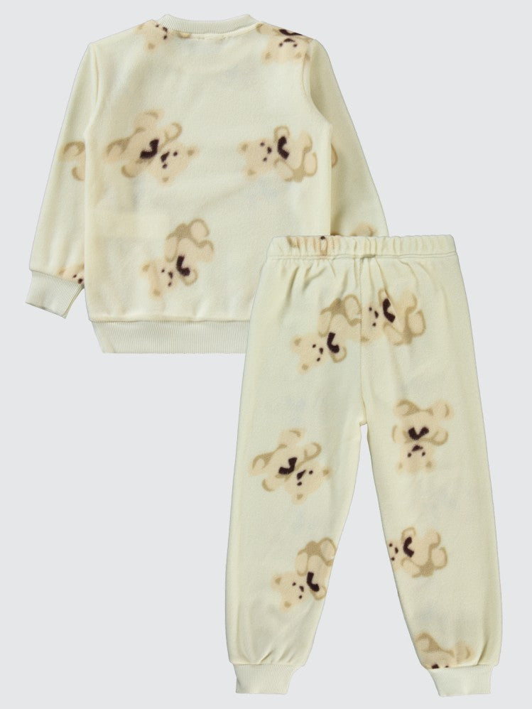 Civil Girls Ayıcık Desenli 2-5 Yaş Pijama Takımı - Beyaz