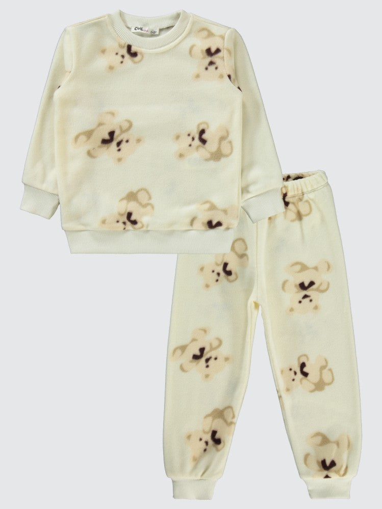 Civil Girls Ayıcık Desenli 2-5 Yaş Pijama Takımı - Beyaz