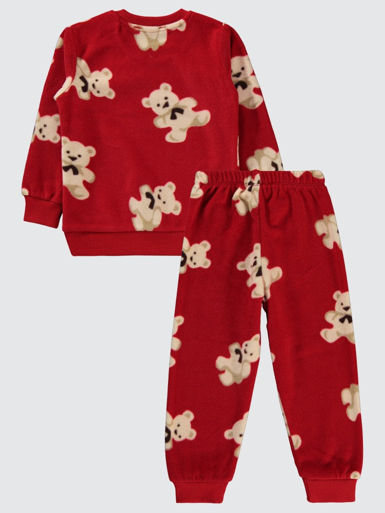 Civil Girls Ayıcık Desenli 2-5 Yaş Pijama Takımı - Kırmızı