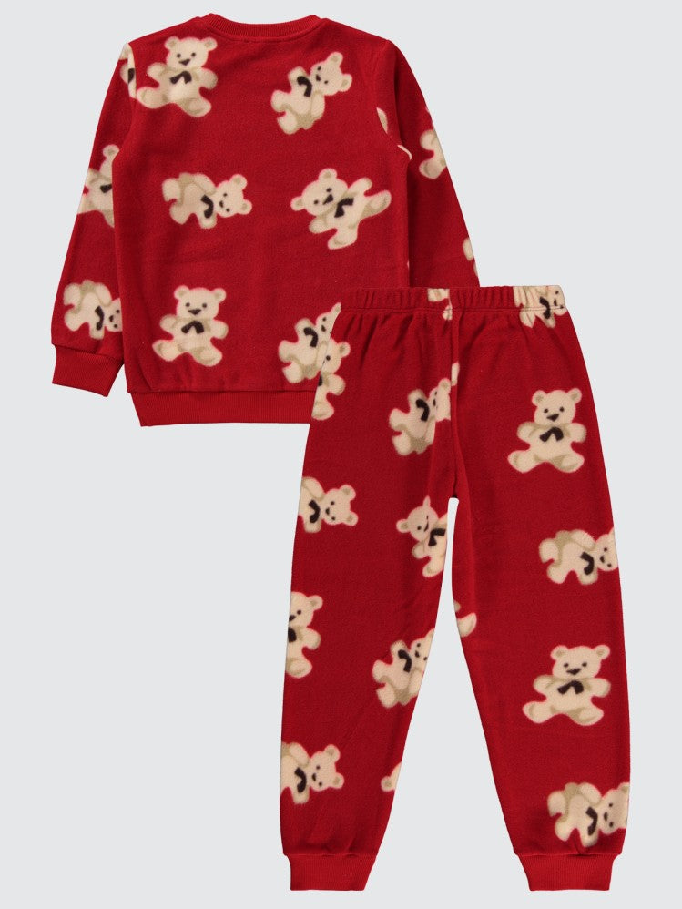 Civil Girls Ayıcık Desenli 10-13 Yaş Pijama Takımı - Kırmızı