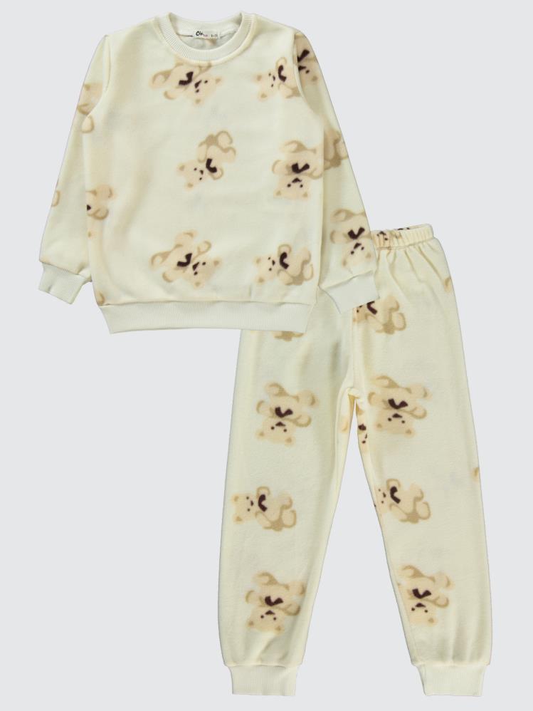 Civil Girls Ayıcık Desenli 10-13 Yaş Pijama Takımı - Beyaz