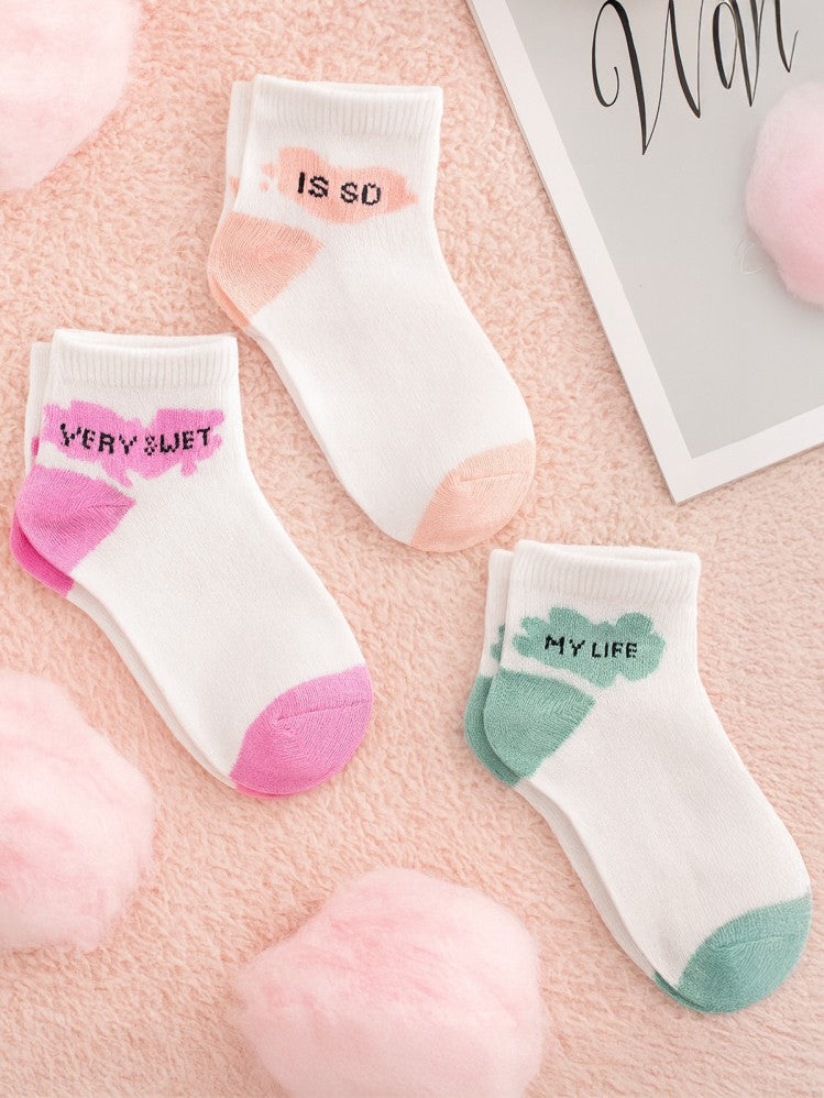 Civil Girls Motto 3'lü 2-12 Yaş Kız Patik Çorap