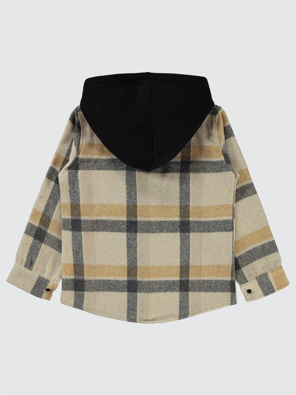 Civil Boys Çift Cepli Eekose Desenli Kapşonlu 10-13 Yaş Gömlek - Hardal