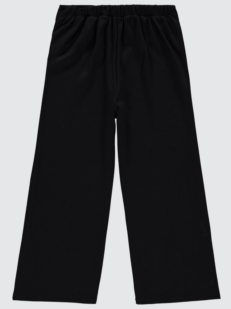 Civil Girls Beli Düğmeli 10-13 Yaş Pantolon - Siyah