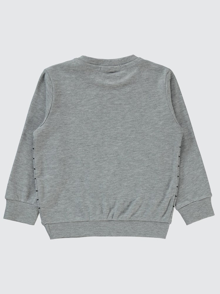 Civil Boys Çizgili Canavar Baskılı 2-5 Yaş Sweatshirt - Gri