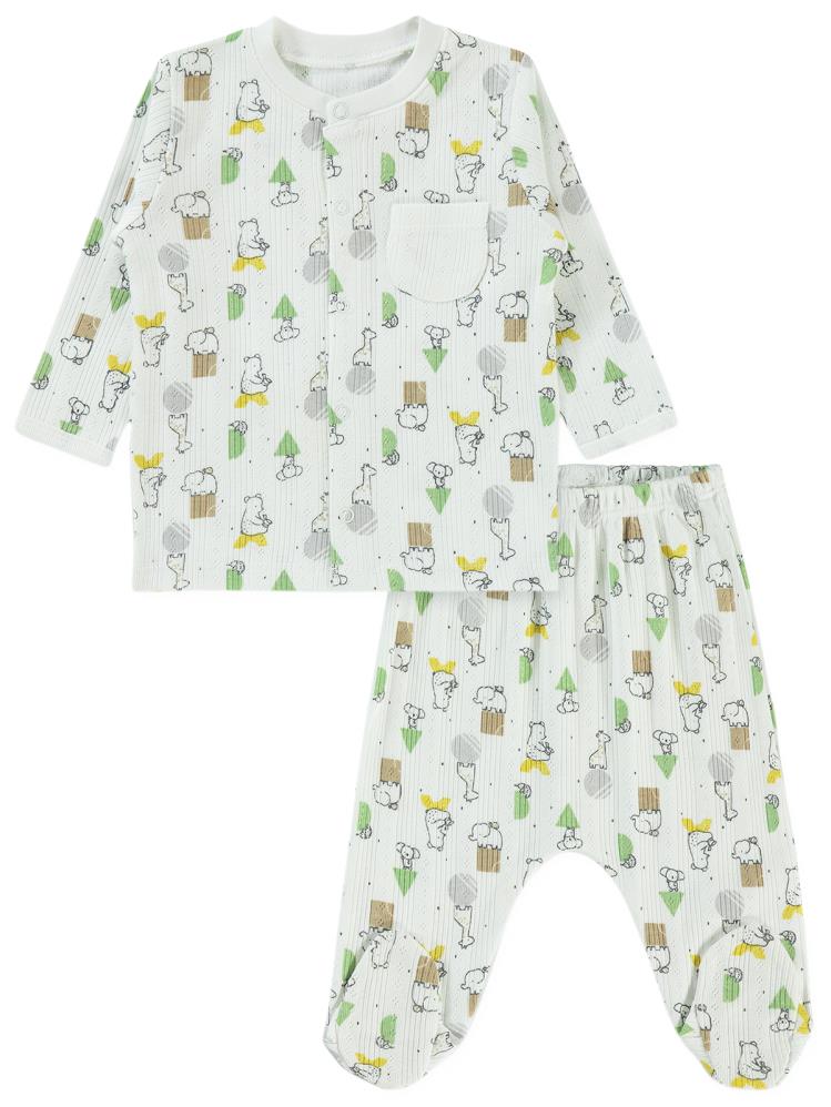 Civil Baby Sevimli Geometrik Hayvanlar Emp.1-6 Ay Takım - Ekru
