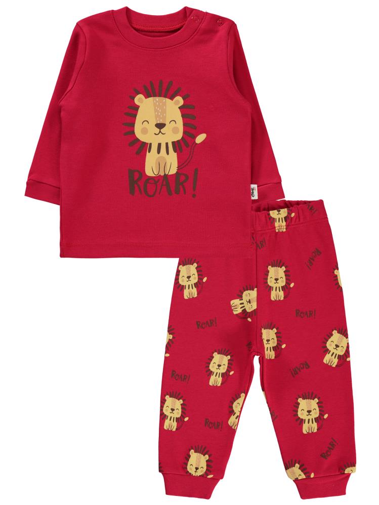 Civil Baby Aslan Baskılı 6-18 Ay Pijama Takımı - Kırmızı
