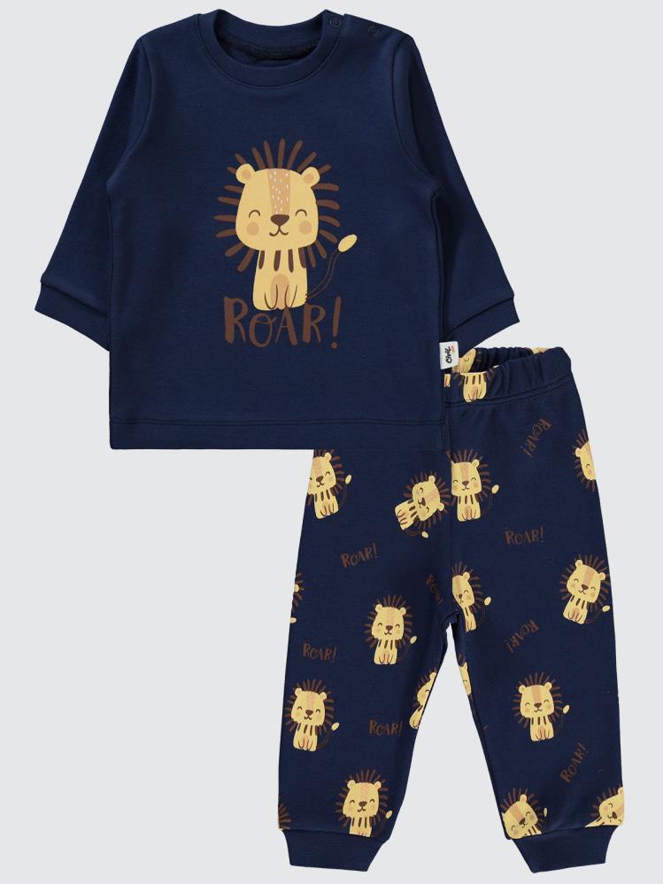 Civil Baby Aslan Baskılı 6-18 Ay Pijama Takımı - Lacivert