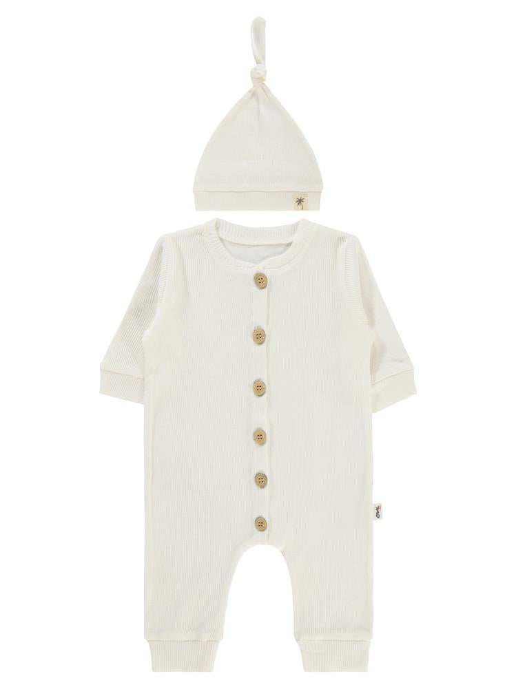 Civil Baby Şapkalı 1-6 Ay Tulum - Ekru