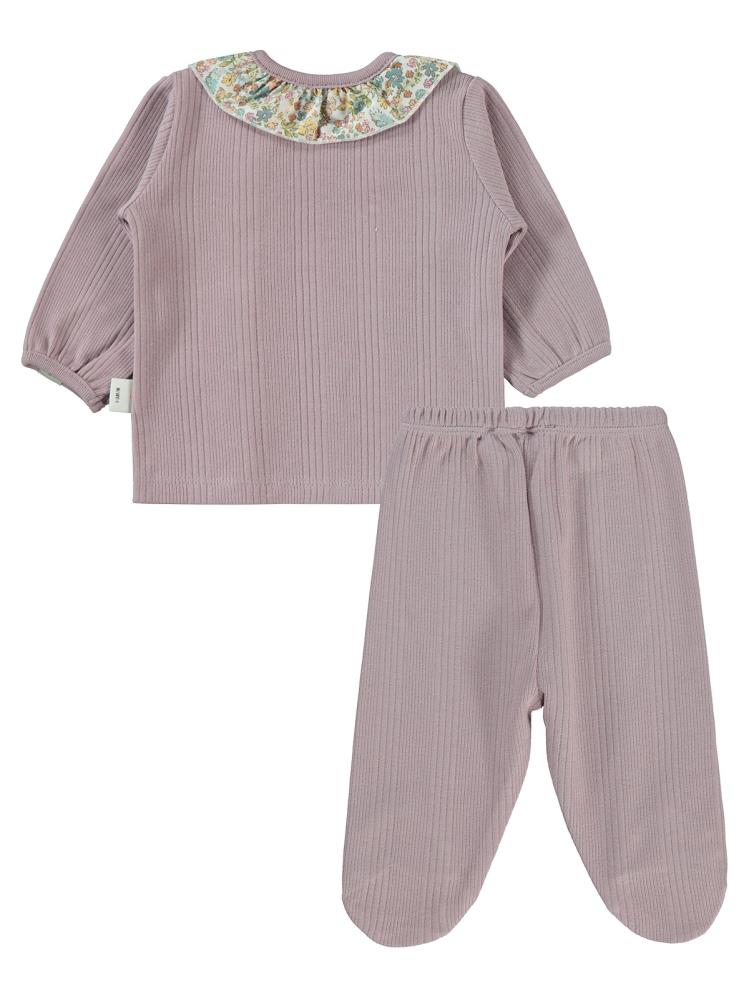 Civil Baby Çizgi Raporlu 1-6 Ay Pijama Takımı - Lila