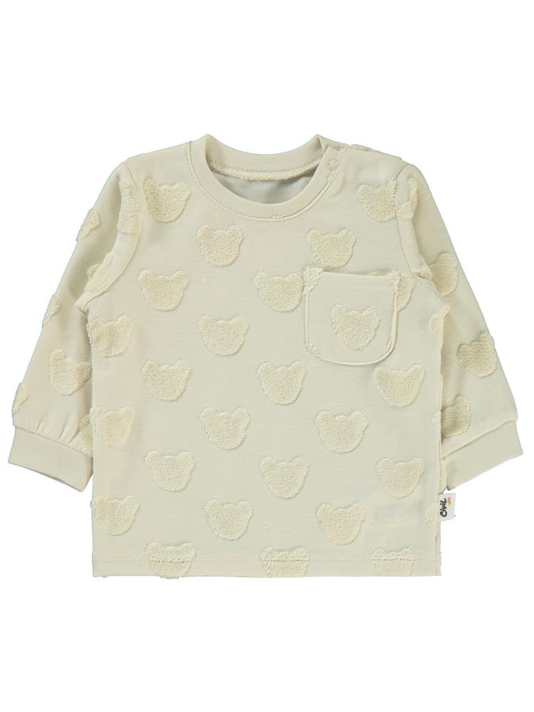 Civil Baby Kabartmalı Ayıcık Baskılı 6-18 Ay Sweatshirt - Gri