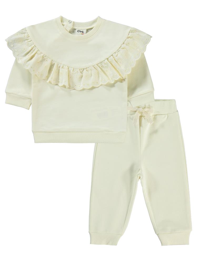 Civil Baby Brodeli 6-18 Ay Takım - Ekru