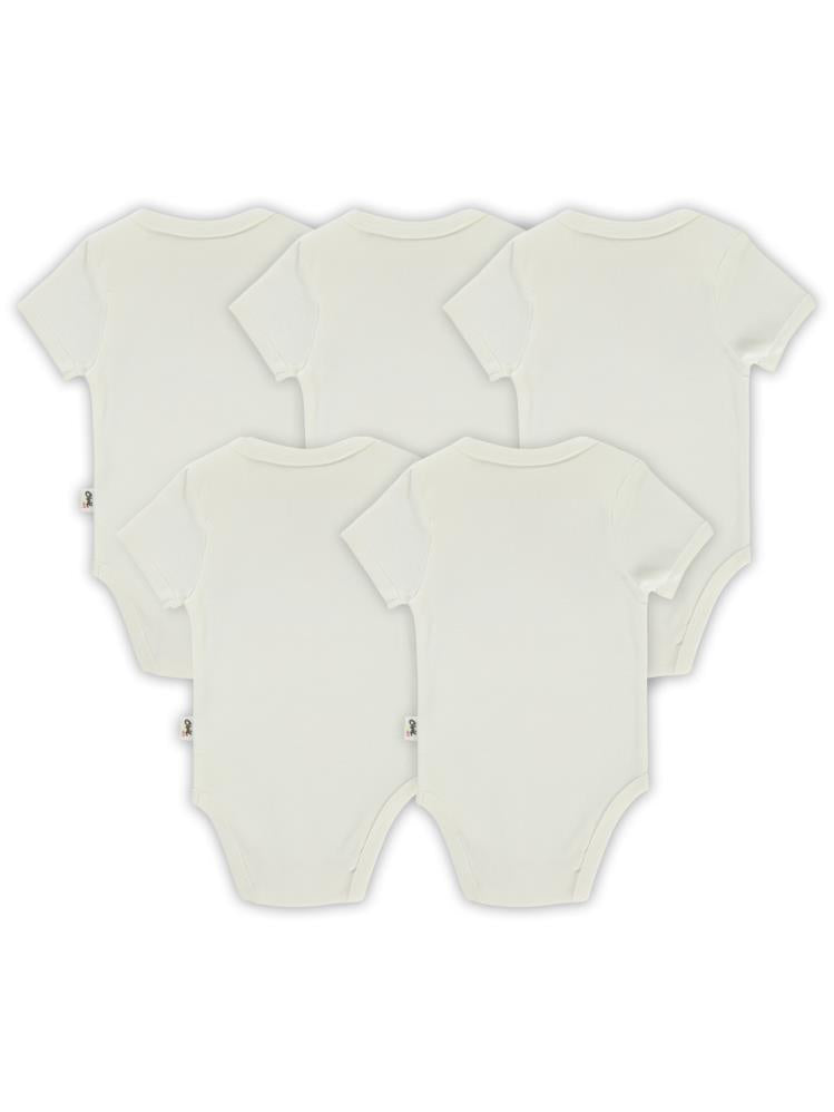 Civil Baby Düz Kısa Kol 5 li 1-3 Yaş Çıtçıtlı Badi - Beyaz