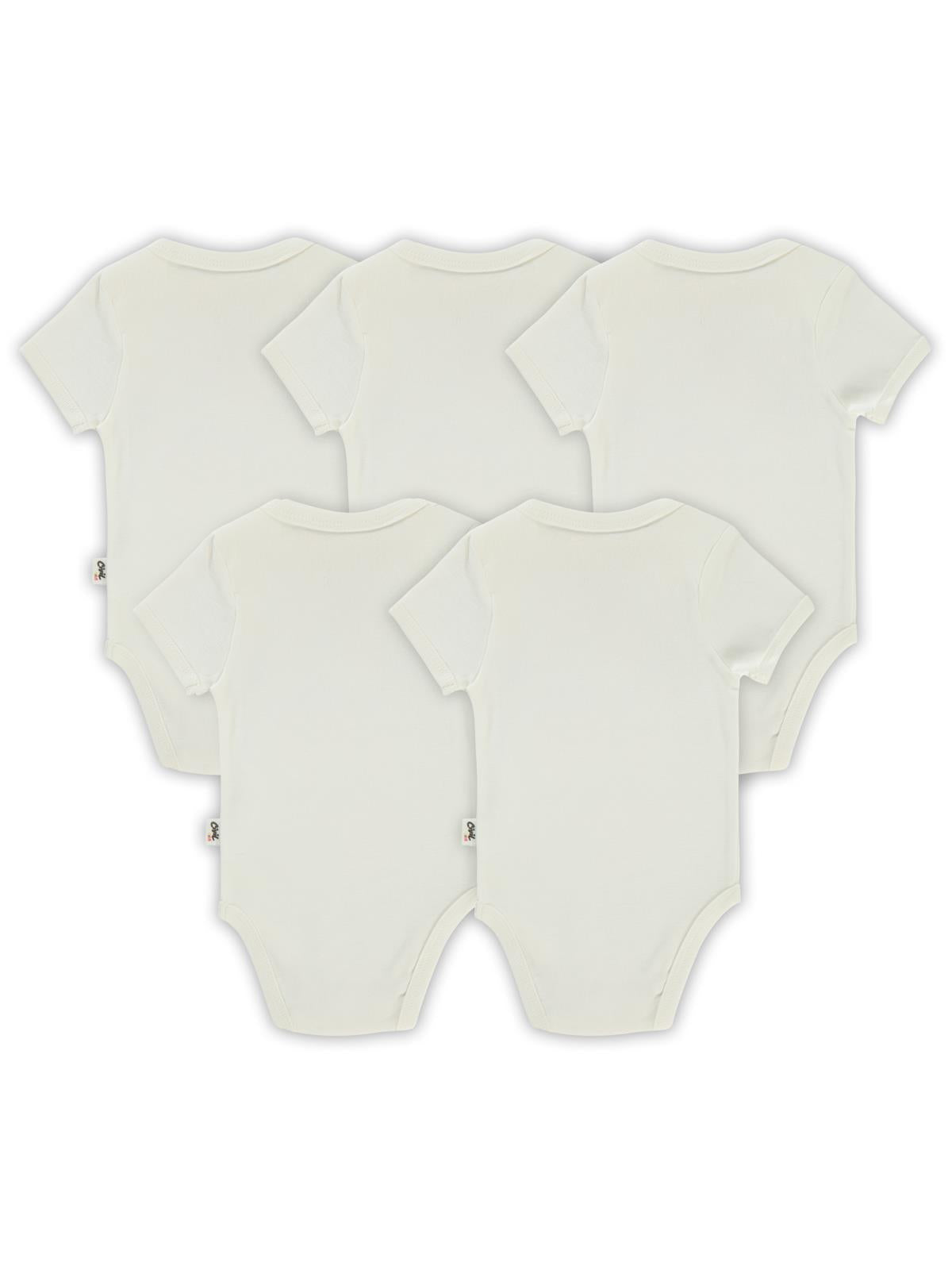 Civil Baby Düz Kısa Kol 5 li 0-1 Ay Çıtçıtlı Badi - Beyaz